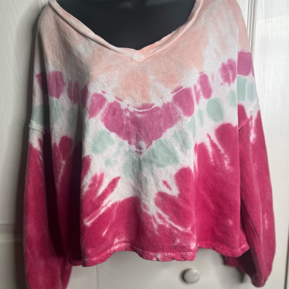 True Craft Pink and Green Tie-Dye Sweatshirt